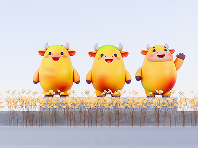 现代其他美陈 动漫动物IP公仔 卡通动物小品 网红商业外摆小品 动漫公仔玩偶 卡通牛牛玩偶