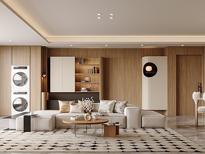 复古中古家居客厅 横厅 无主灯客厅 大平层客厅 复古客餐厅 中古客餐厅