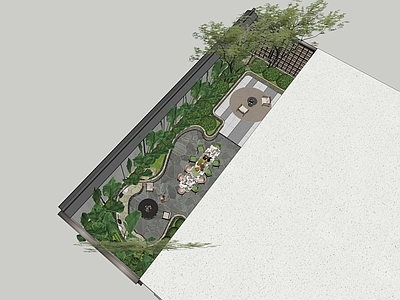 现代新中式别墅庭院 现代庭院