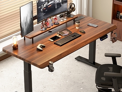 现代书房 升降桌 书桌 电脑 鼠标