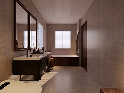 现代中古卫生间 卫生间推拉门 卫生间浴缸