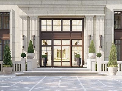 现代法式入口大门 法式建筑入口 法式入口景观 法式大门入口景观 法式景观 法式景观栏杆