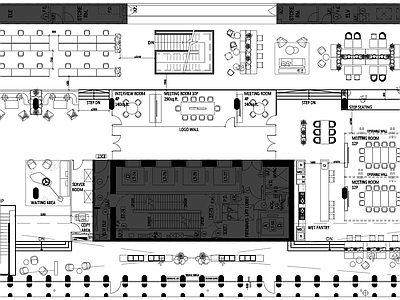 现代整体办公空间 两层办公室 工作室 办公前厅 共享会议 复式办公 施工图