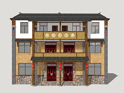 新中式乡村民房 农家乐 乡村农家乐 乡村自建房 乡村民居建筑 乡村旅游建筑