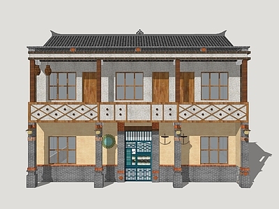 新中式乡村民房 渔家乐 乡村农家乐 乡村旅游建筑 乡村民房建筑