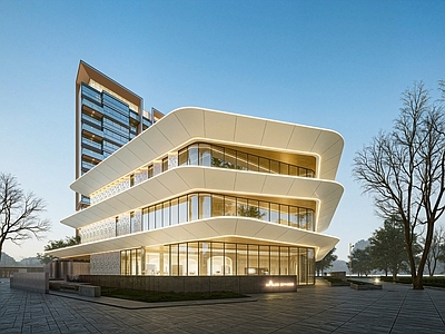现代简约售楼处建筑 现代风格售楼处 街角售楼处 转角售楼处 转角商业 沿街商业