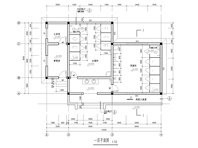 现代公厕 一层公卫建筑施 施工图