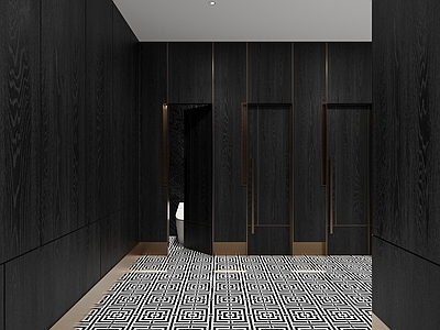 新中式现代公共卫生间 公共卫生间 卫生间标识