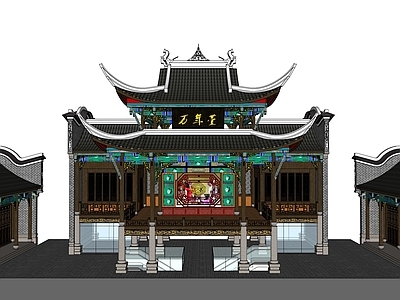 中式复古古建筑 中式戏台 古戏台 戏台 戏台广场 传统戏剧表演