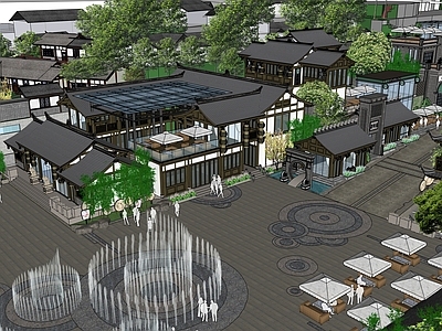 新中式中式商业街 入口广场 院落商业街 文创街区 网红建筑 传统民国川西院落