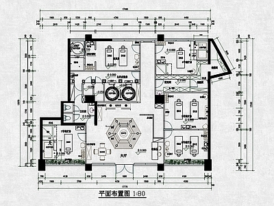 现代会所 理疗会所平面布置 按摩养生会所平面 平面方案布置图 施工图
