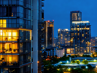 现代小区HDR 小区夜景HDR