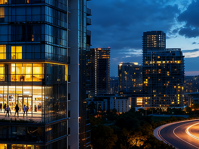 现代小区HDR 小区夜景HDR