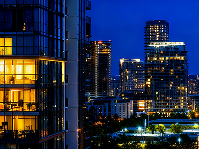 现代小区HDR 小区夜景HDR