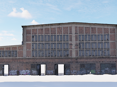 现代工业厂房 现代工业残垣断壁 老旧街区涂鸦墙 城市背景墙