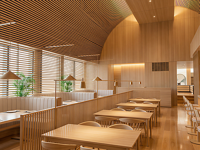现代原木中餐厅 原木风 中餐厅明档