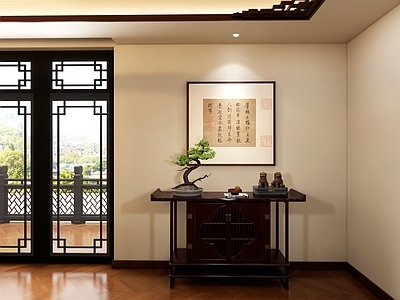 中式中古玄关 中式玄关 中式玄关柜 端景台玄关