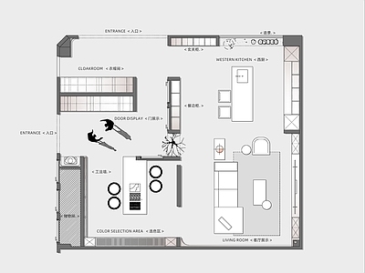 现代其他商业空间 商场专卖店 居然之家店铺 木作专卖店 小展厅 工作室 施工图