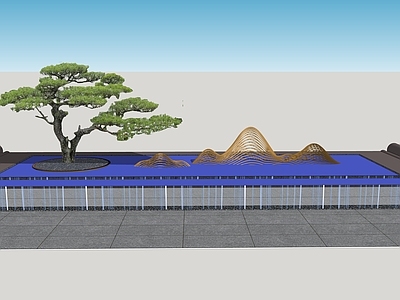 新中式中式其他水景设施 心中是山水花卷 假山水景 画卷 书卷 入口花池