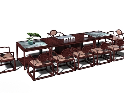 新中式中式茶桌椅 茶桌 茶台 长桌