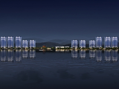 现代酒店外观 现代 建筑立面 夜景 酒店建筑