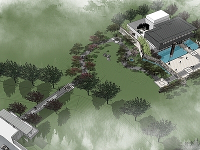 新中式现代庭院小品 售楼处 景观 现代 庭院