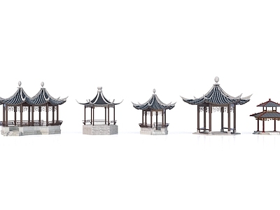 现代古建 仿古建筑 凉亭 亭子