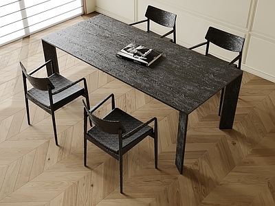 现代意式餐桌椅 长桌 木桌 餐椅 椅子