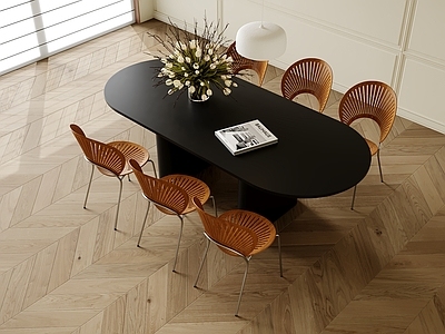 中古复古餐桌椅 圆餐桌椅 餐桌摆件 餐椅