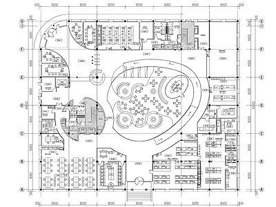 现代开放办公室 现代工业整体办公 实验室 办公室 中厅 施工图