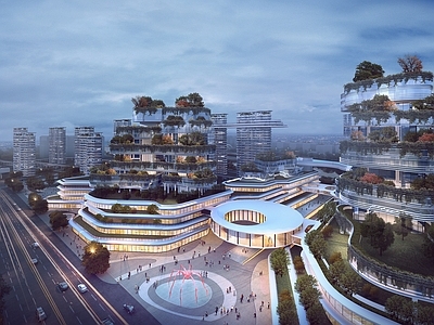 现代高层住宅 现代 未来社区 商业街 第四代住宅模
