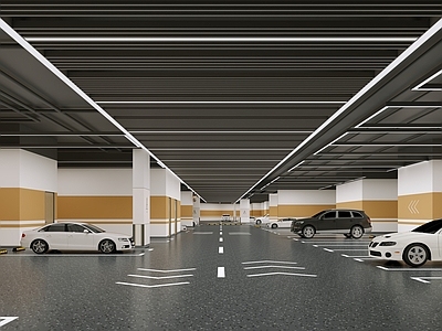 现代室内停车场 现代地下车库 室内停车场 地下停车场 停车场吊顶