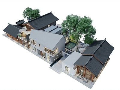 新中式轻奢古建筑 网红建筑 传统川西院落 文创空间 艺术展示空间 餐饮院落