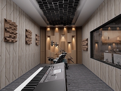 现代工业直播间 录音棚 影音空间 导播室