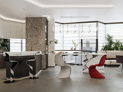 现代意式茶水间 极简 调色 现代休息间