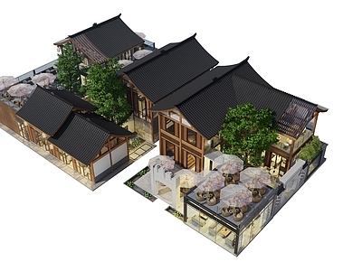 新中式禅意古建筑 创意原来 中式传统建筑 传统门头院落 新中式商业院落