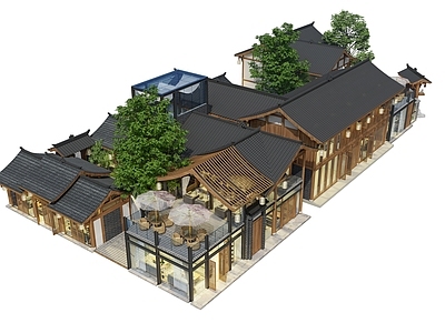 新中式日式风格建筑 商业院落 美学空间 院落民宿 院落酒店 文创餐饮艺术咖啡