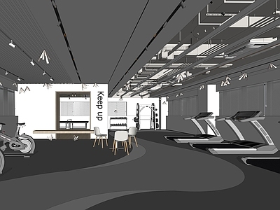 现代极简健身房 简约健身房 白色奶油风健身房 工厂健身房