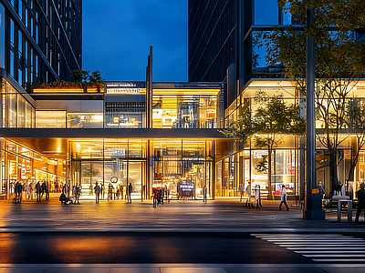 现代小区HDR 城市商场夜景 黄昏HDR