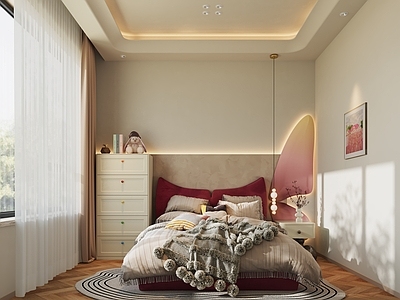 现代复古女孩房 多巴胺儿童房 包豪斯儿童房