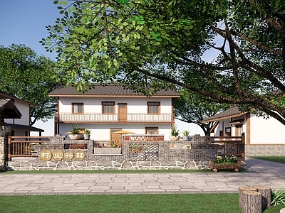 现代新中式乡村庭院 乡村矮墙 矮墙菜地 乡村围墙 围墙矮墙 围挡