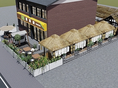 现代其他商业建筑 餐饮门头 门头 外摆