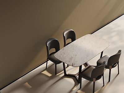 现代意式餐桌椅 长桌 大理石桌