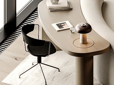 现代意式书桌椅 书桌 书椅 书桌摆件