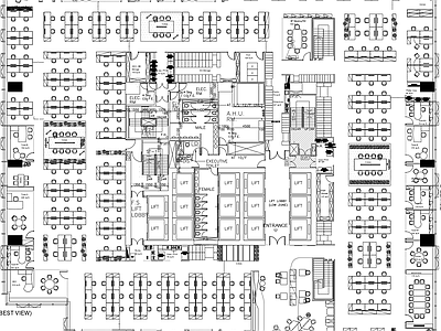现代开放办公室 共享办公室 办公会所 整层办公 企业办公 办公样板 施工图