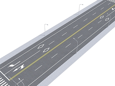 现代道路 马路 道路景观 标准段 四车道马路