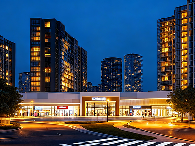 现代小区HDR 小区夜景HDR