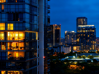 现代小区HDR 小区夜景HDR