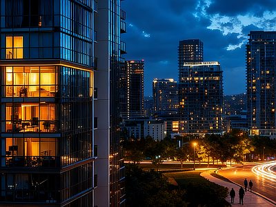现代小区HDR 小区夜景HDR 别墅HDR