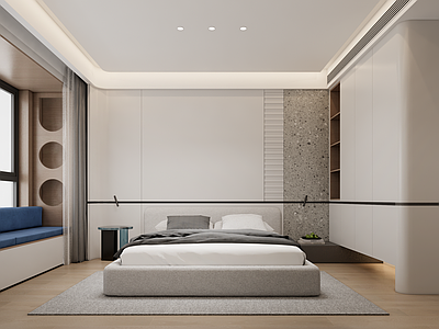 现代意式家居卧室 主卧 卧室飘窗 卧室